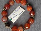 585 edelsteen armband met facet geslepen Agaat 14mm, Nieuw, Oranje, Ophalen of Verzenden, Elastiek