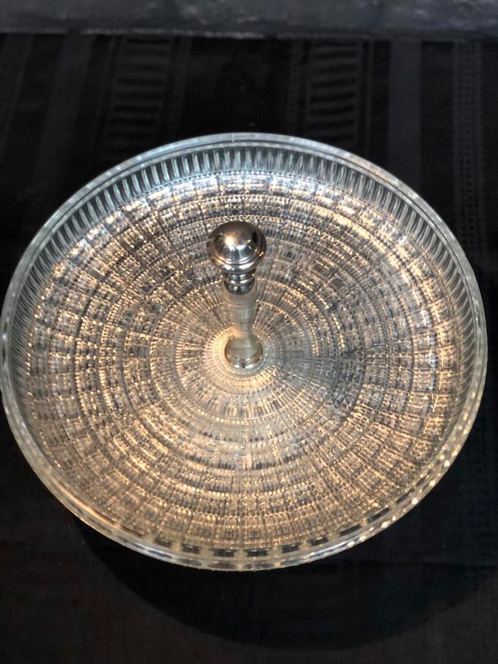 Prachtige antiek kristallen schaal met zilveren handvat, Antiek en Kunst, Antiek | Glas en Kristal, Ophalen