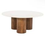 Ronde Mango Houten Salontafel met Marmer Blad, Rond, Zo goed als nieuw, Minder dan 50 cm, Overige houtsoorten