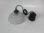 Antiek vintage hanglampje wit doorschijnende lap gekarteld, Ophalen of Verzenden