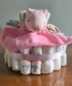 Luiertaart met knuffeldoekje en sokjes, Ophalen of Verzenden, Nieuw, Kraamcadeau