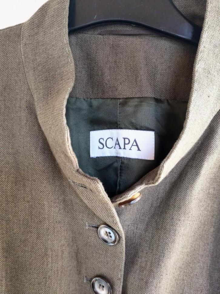 Linnen jasje, merk  Scapa - olijfgroen Maat 42, Kleding | Dames, Jasjes, Kostuums en Pakken, Gedragen, Jasje, Maat 42/44 (L), Overige kleuren