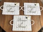 Witte Rotan Dienbladen - Set van 3, Ophalen of Verzenden, Zo goed als nieuw, Rechthoekig, Hout