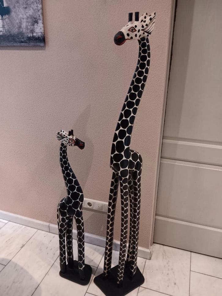 Giraffe Decoratie Set - Groot & Klein, Huis en Inrichting, Woonaccessoires | Schalen en Manden, Zo goed als nieuw, Hout, Ophalen