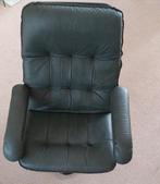Leren fauteuil grijs - draaibare stoel op metalen onderstel, Huis en Inrichting, Fauteuils, Ophalen, Gebruikt, 50 tot 75 cm, Leer