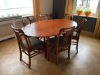 Schuitema ovale eettafel met 6 stoelen, Ophalen, Gebruikt, 100 tot 150 cm, 200 cm of meer