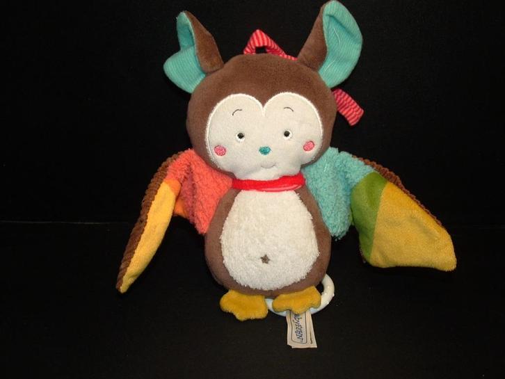 FEHN VLEERMUIS MUZIEKDOOS BABYFEHN VELOURS BRUIN/WIT, Kinderen en Baby's, Speelgoed | Knuffels en Pluche, Nieuw, Overige typen