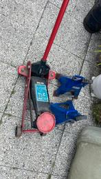 Set van grote as steunen met hydrologische krik, Ophalen of Verzenden, Zo goed als nieuw, Hydraulisch, Garagekrik