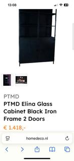 PTMD Elina Vitrinekast - Metaal & Glas, Huis en Inrichting, Kasten | Vitrinekasten, Ophalen, Gebruikt, 100 tot 150 cm, 200 cm of meer