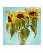 Zonnebloemen boeket 40x40 cm, Antiek en Kunst, Ophalen