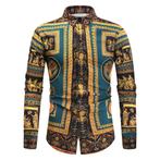 Heren barok overhemd 13 luxe gouden shirt zwart groen fout, Verzenden, Nieuw, Overige kleuren, Overige halswijdtes