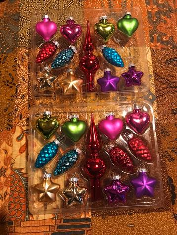 2 setjes piek ballen kerst kleur hart ster mini klein boom beschikbaar voor biedingen