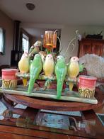 Jeanne Reeds vogeltjes vaas kandelaar barbotine majolica, Ophalen of Verzenden