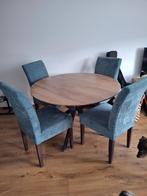Ronde eettafel met 4 stoelen – Ø120 cm – moet weg! €90, Huis en Inrichting, Ophalen, Gebruikt, Rond, Modern
