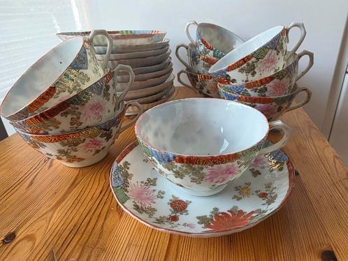Prachtige set eierschaal porselein kop- en schotels, Antiek en Kunst, Antiek | Servies compleet, Ophalen