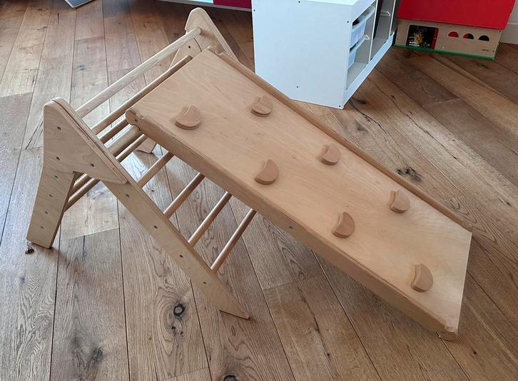 Luna Toys houten klimrek naturel met glijbaan, Kinderen en Baby's, Speelgoed | Houten speelgoed, Zo goed als nieuw, Ophalen