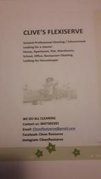 Clivesflexiserve Cleaning services, Vacatures, Profielen | Man/Vrouw zoekt werk, 33 - 40 uur, Freelance of Uitzendbasis