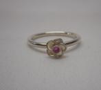 Zilveren ring bloem met steentje maat 17,5 nr.183, Verzenden, Zo goed als nieuw, 17 tot 18, Dame
