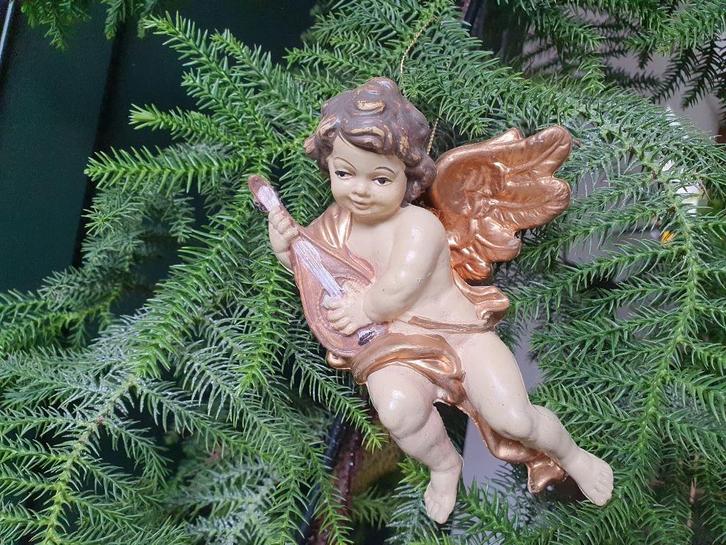 Vintage engeltje met luit, hangend., Diversen, Kerst, Gebruikt, Ophalen of Verzenden