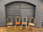 Set van 4 brocante stalen tuinstoeltjes, Ophalen, Gebruikt, Overige kleuren, Vier
