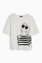 NIEUW! C&A T-shirt met print strass steentjes maat S t/m XXL, Kleding | Dames, T-shirts, Wit, Nieuw, Ophalen of Verzenden, Korte mouw