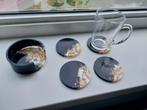 Zwarte Epoxy Onderzetters met Goud & Houder, Ophalen, Nieuw, Glas of Kopje