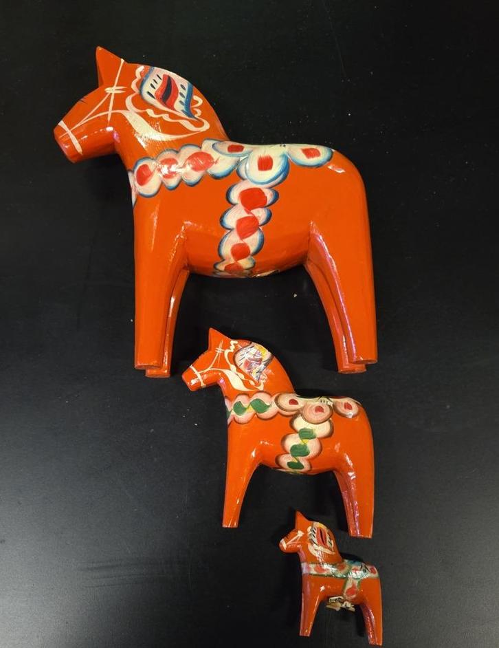 Vintage Dala paarden 3 stuks, Antiek en Kunst, Kunst | Beelden en Houtsnijwerken, Ophalen of Verzenden