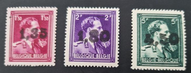 Belgie 1946 - OBP724U-724W -Koning Leopold III, met opdruk, Postzegels en Munten, Postzegels | Europa | België, Postfris, Frankeerzegel
