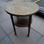Oosters tafeltje met koperen blad, Minder dan 55 cm, Gebruikt, Rond, Oosters