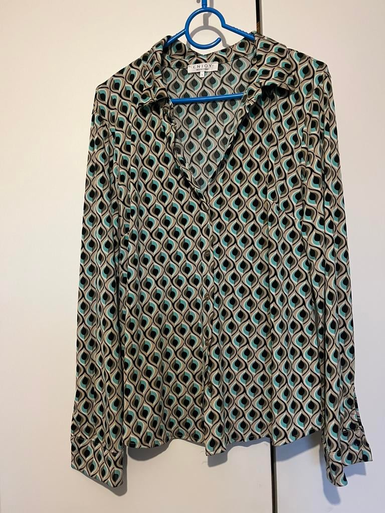 Blouse gekleurd fijne stof, Ophalen of Verzenden, Gedragen, Maat 42/44 (L), Overige kleuren