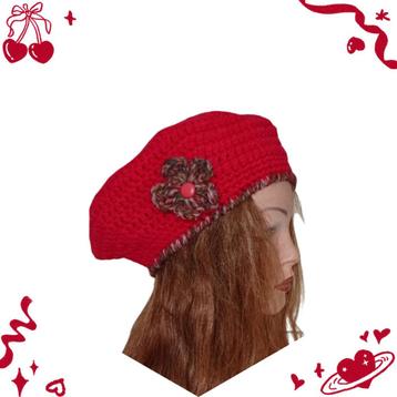 Handgemaakte Gehaakte Baret - Rood beschikbaar voor biedingen