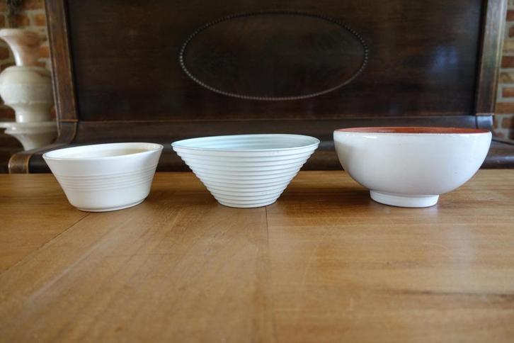 div witte bloembakjes van aardewerk en glas - v.a. 1,00, Tuin en Terras, Bloempotten, Zo goed als nieuw, Aardewerk, Binnen, Minder dan 40 cm