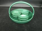 Vintage groen aardewerk pindaschaaltje met bakjes, Antiek en Kunst, Antiek | Keramiek en Aardewerk, Ophalen of Verzenden