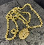 Prachtige 14 karaats gouden rope ketting met leeuw hanger, Ophalen of Verzenden, Nieuw, Goud, Goud