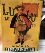 Oud vintage brocante reclame paneel Lu Lu koekjes, Reclamebord, Gebruikt, Verzenden