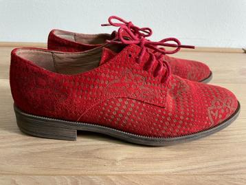 Sch36 - Rode Franse leren Irakart veterschoenen maat 40 (1) beschikbaar voor biedingen