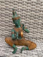 Thais bronzen beeldje muzikant gong trommel, Antiek en Kunst, Ophalen of Verzenden