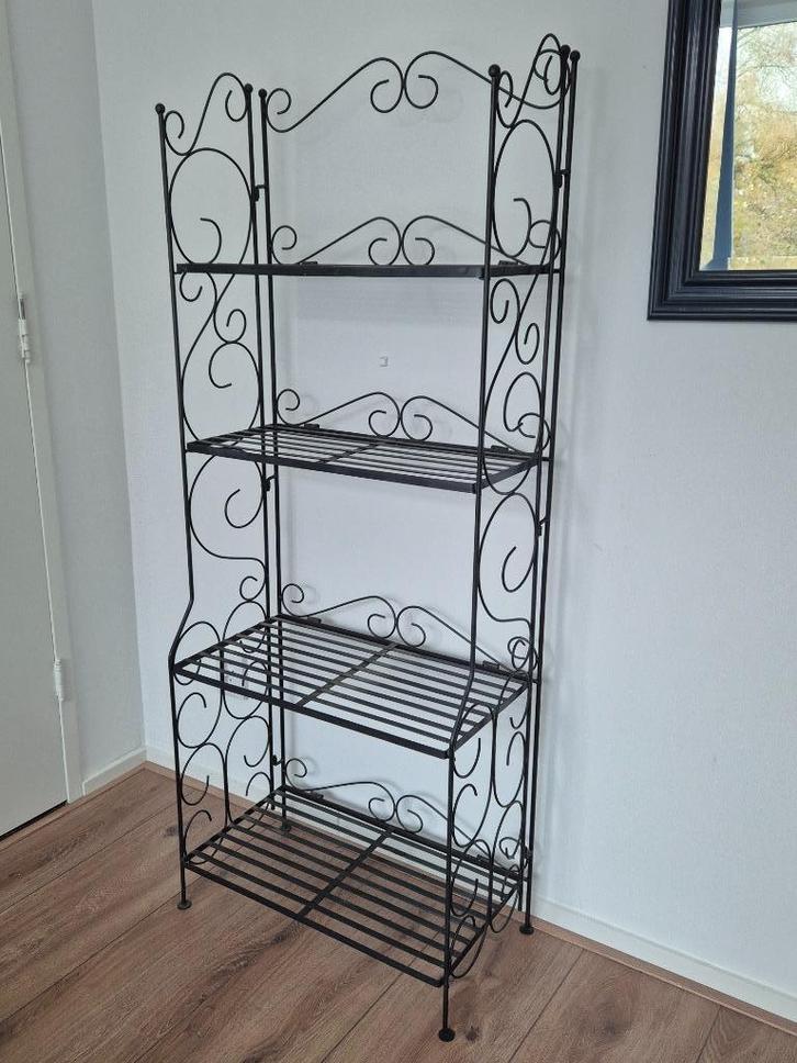 Plantenrek Metaal 4-Laags - Opvouwbaar - Sierlijke Krullen, Tuin en Terras, Bloembakken en Plantenbakken, Zo goed als nieuw, Metaal