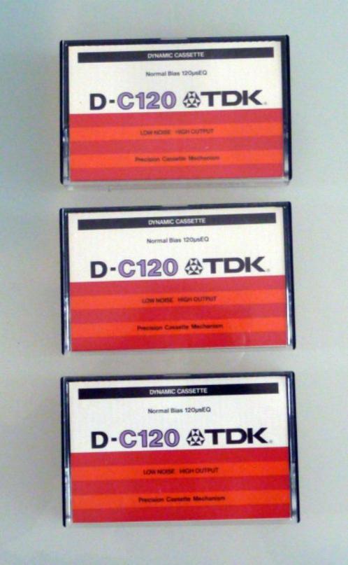 3 TDK D-C120 Normal Bias cassettebandjes cassettes C120 min., Cd's en Dvd's, Cassettebandjes, Gebruikt, Origineel, 2 t/m 25 bandjes