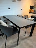 Keramische uitschuifbare eettafel Goossens incl 4 stoelen, Ophalen, 50 tot 100 cm, Zo goed als nieuw, Vijf personen of meer