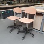 Set 2x Houten bureaustoelen - beuken - in hoogte verstelbaar