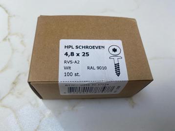 Nieuw- HPL Schroeven 4,8 x 25 RVS-A2 Wit - 100 stuks beschikbaar voor biedingen