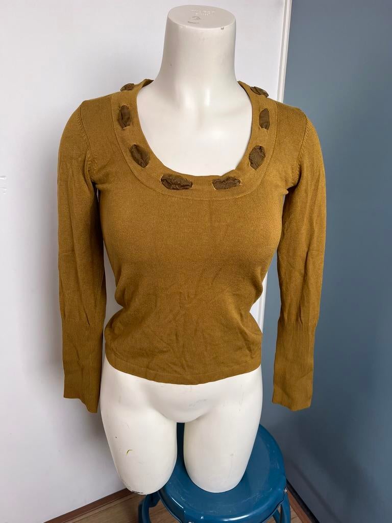 Transfer mosterdgroen truitje top xs, Kleding | Dames, Tops, Zo goed als nieuw, Maat 34 (XS) of kleiner, Groen, Lange mouw, Ophalen of Verzenden