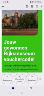 2 kaarten RIJKSMUSEUM tm einde december, Tickets en Kaartjes, Kortingen en Cadeaubonnen, Twee personen, Overige soorten, Overige typen