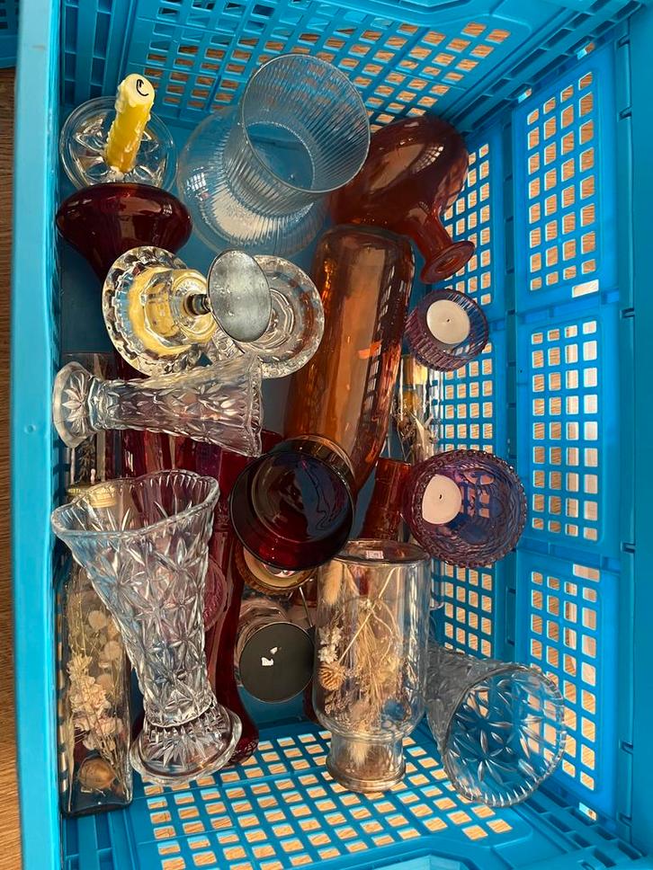 Diverse vaasjes en kaarsenhouders (bruiloft/21 diner), Huis en Inrichting, Woonaccessoires | Kandelaars en Kaarsen, Minder dan 25 cm
