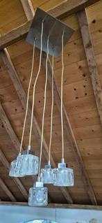 Hanglamp met 5 kubus glazen kapjes, Gebruikt, Ophalen of Verzenden, Glas, 75 cm of meer
