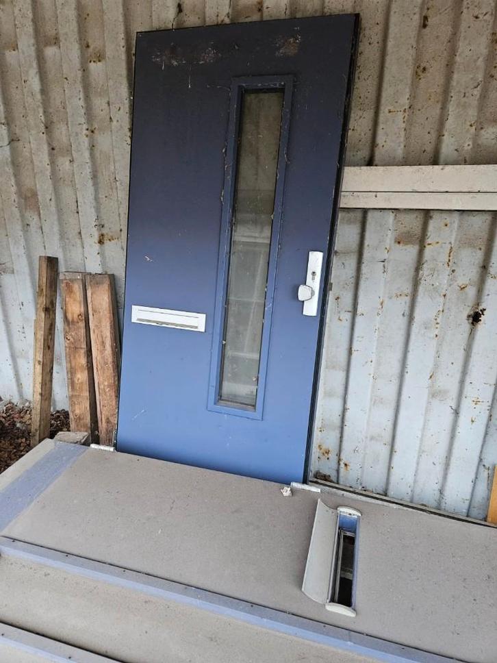 deur, deuren, voordeur, Doe-het-zelf en Verbouw, Deuren en Horren, Gebruikt, Buitendeur, 200 tot 215 cm, 80 tot 100 cm, Glas, Hout