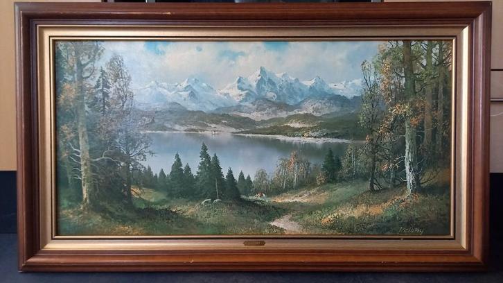 Olieverfschilderij Trelony - Berglandschap, Antiek en Kunst, Kunst | Schilderijen | Klassiek, Ophalen