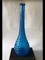 Blauwe Empoli Genie fles met bobbeltjes reliëf, wél aanslag., Antiek en Kunst, Antiek | Glas en Kristal, Ophalen of Verzenden