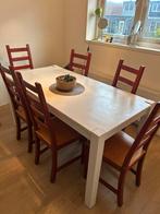 White table and 6 chairs, Huis en Inrichting, Complete eetkamers, Ophalen, Zo goed als nieuw, 4 tot 6 stoelen